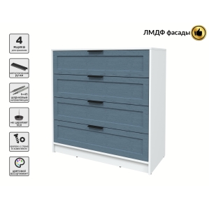 Kомод Тренд КТ-К100 (Белый ЛДСП/ Дуб лазурный ЛМДФ) Ш1000 В1020 Г451 Kомод Тренд КТ-К100 (Белый ЛДСП/ Дуб лазурный ЛМДФ) Ш1000 В1020 Г451